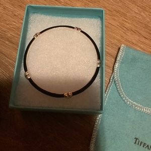 Authentic Rare Tiffany & Co. Signature 5X Black Enamel Narrow Bangle Bracelet